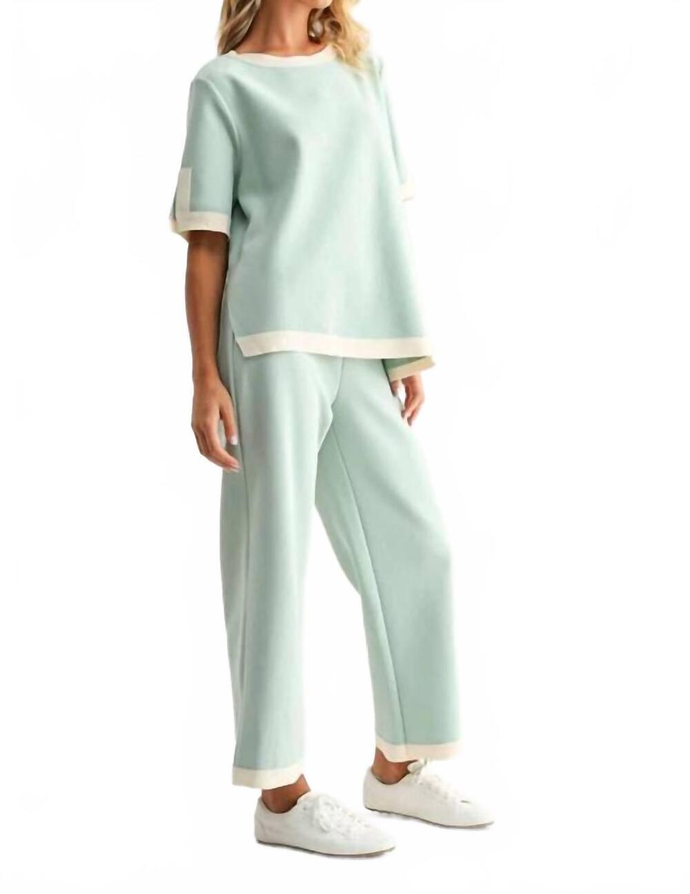 NEW JOH kaya crepe knit top and kiara pant set in sage